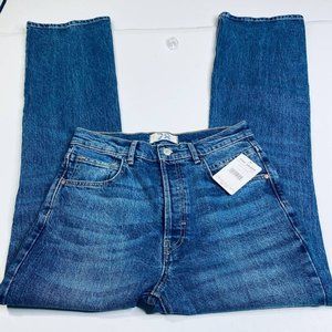 Free People Womens French Girl Flare Jeans Blue Aura Whiskered Medium Wash 6 New